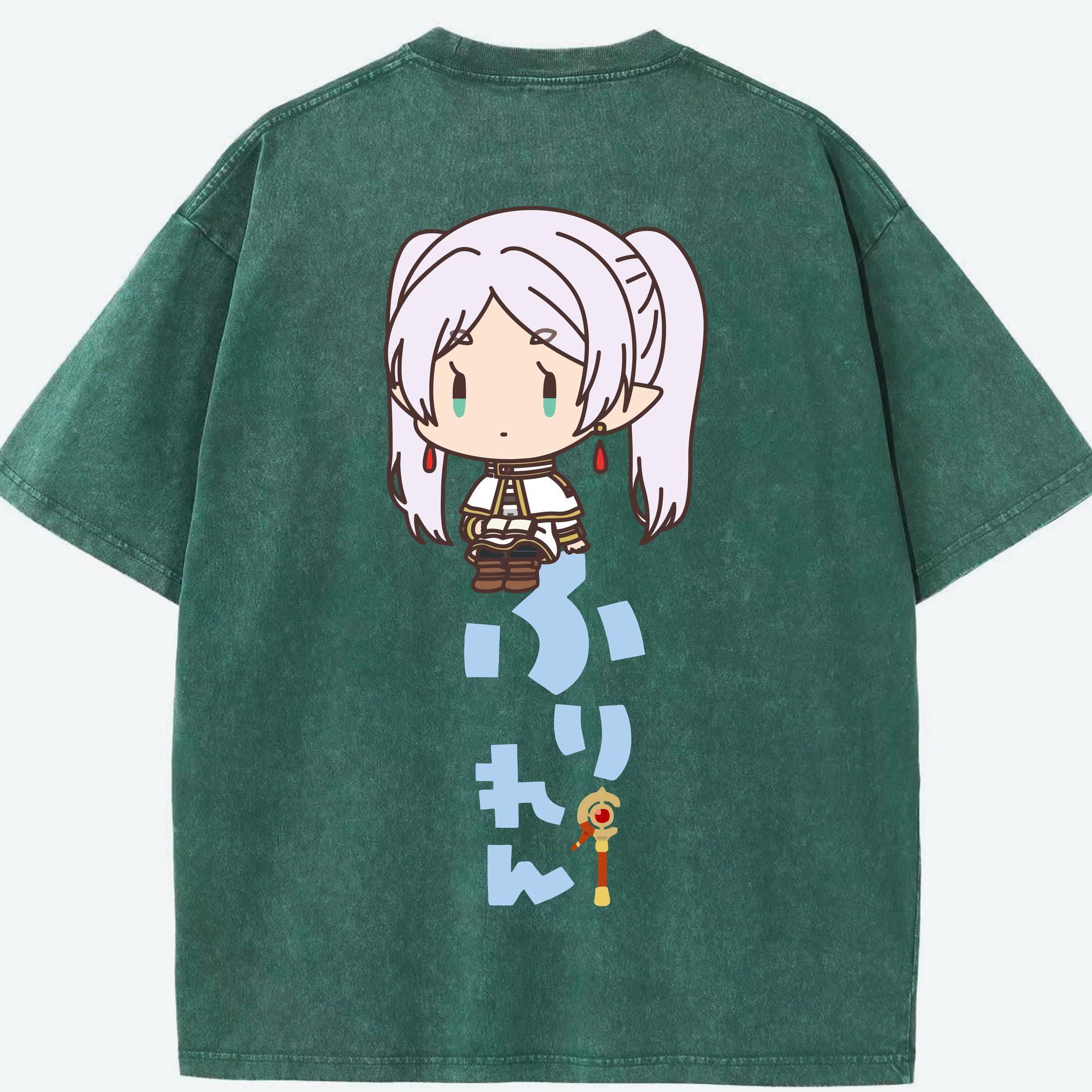 （画像用） 葬送のフリーレン Frieren 綿100% ヴィンテージ風 半袖Tシャツ（背面プリント）